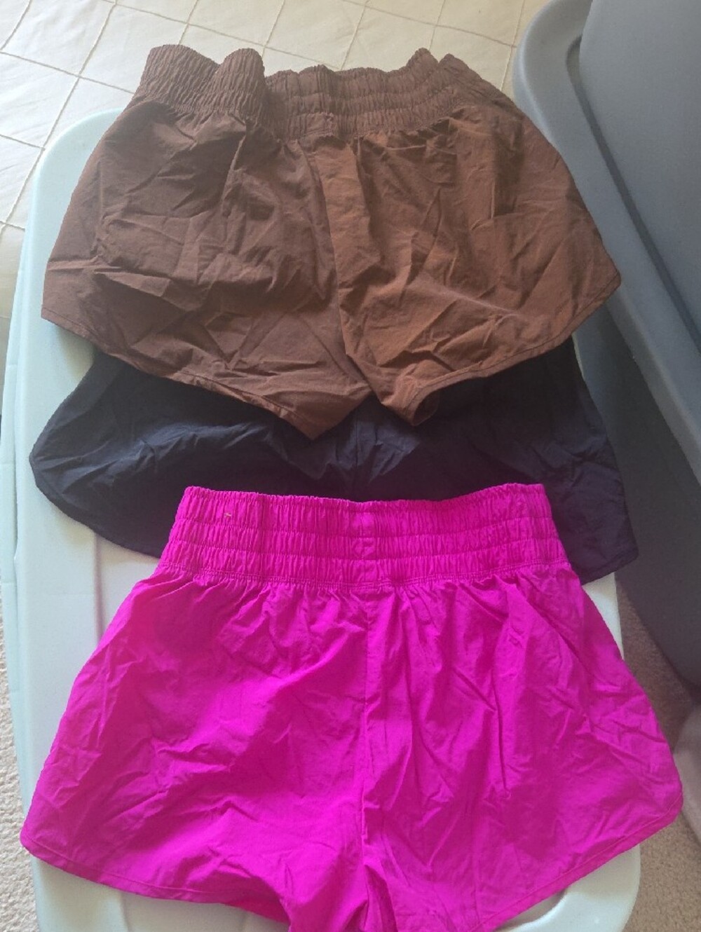PINK Logo Run Shorts Trio - Hot Pink, Black, Brown - Picture 4 of 5